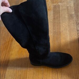 Black Suede Knee-High Boots